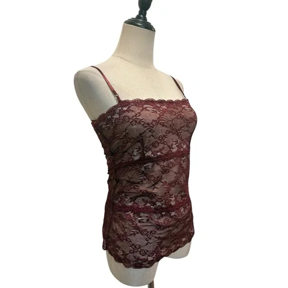 Vtg The Limited Lace Tank Top Camisole Sz S Burgundy Whimsigoth Grunge Fairy - Picture 2 of 4